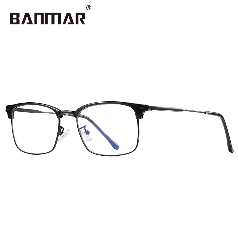 BANMAR Men Optical Frames Anti Blue Rays Eyeglasses Frames Rack Commercial Glasses Fashion Eyeglasses Frame Myopia Frames A1828 - Цвет оправы: C1 BLACK BLACK