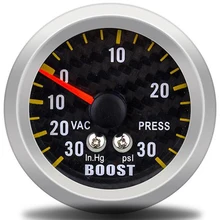 " 52 мм авто manometre Turbo Boost Gauge аналоговый углеродного волокна лицо-30~ 30 PSI метр белый фон свет boostcontrol