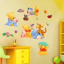 Детский медведь мультфильм DIY наклейки на стену для детей Детская комната Decaor 3d окна Медведь Винни Пух наклейки на стену в детскую
