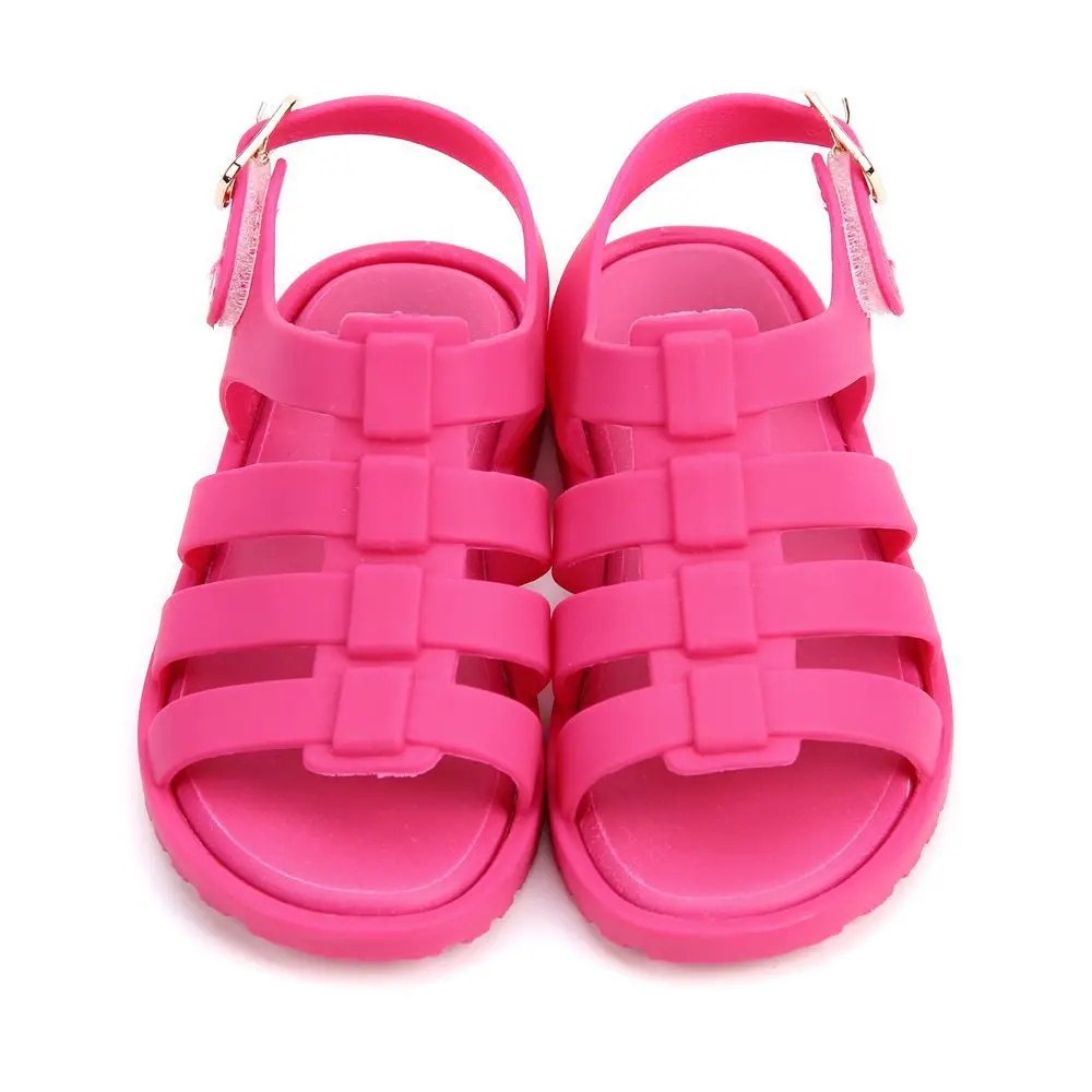 

Mini Melissa 2019 Summer Roman Shoes Cartoon Girls Sandals Flox Kids Jelly Soft Insole PVC Shoe Flat-on Soft Bottom Non-Slip
