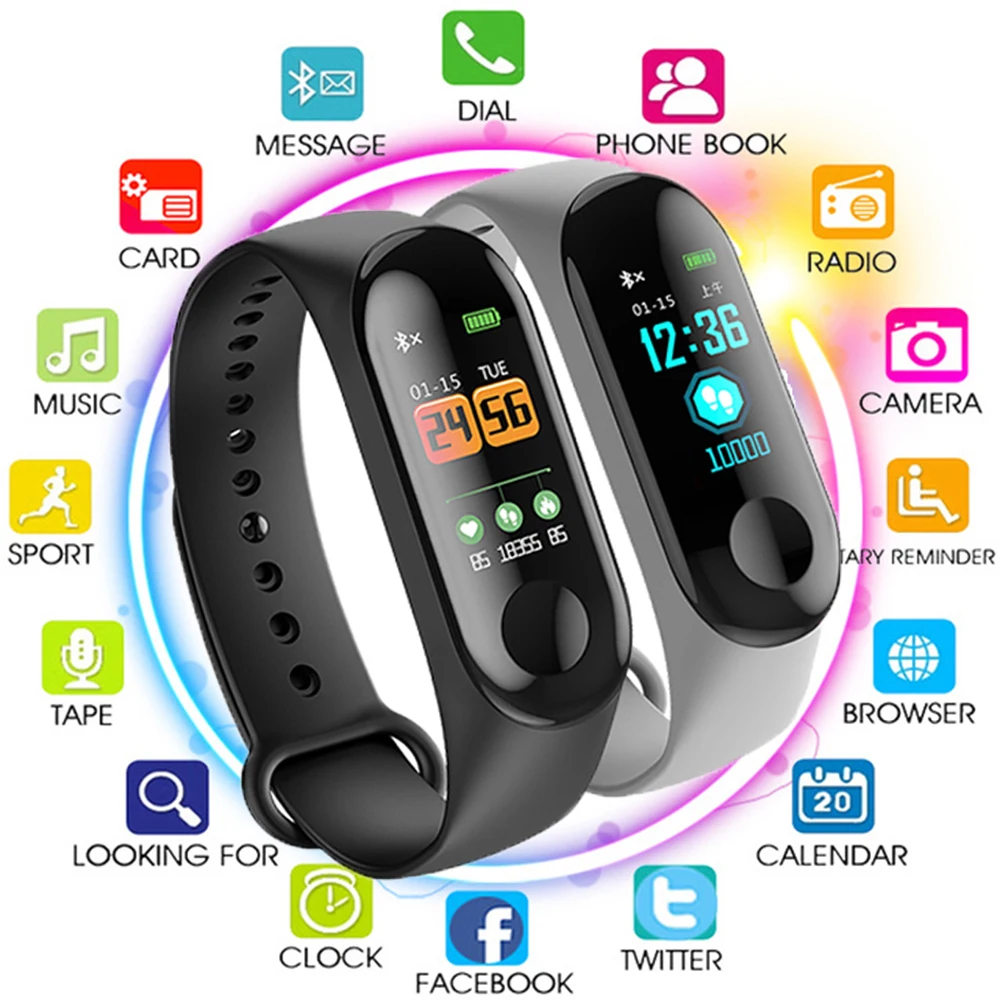 

Bluetooth Smart Wristband Health Monitor Heart rate/Blood Pressure/Pedometer Waterproof Sports Bracelet for Men Women watch High