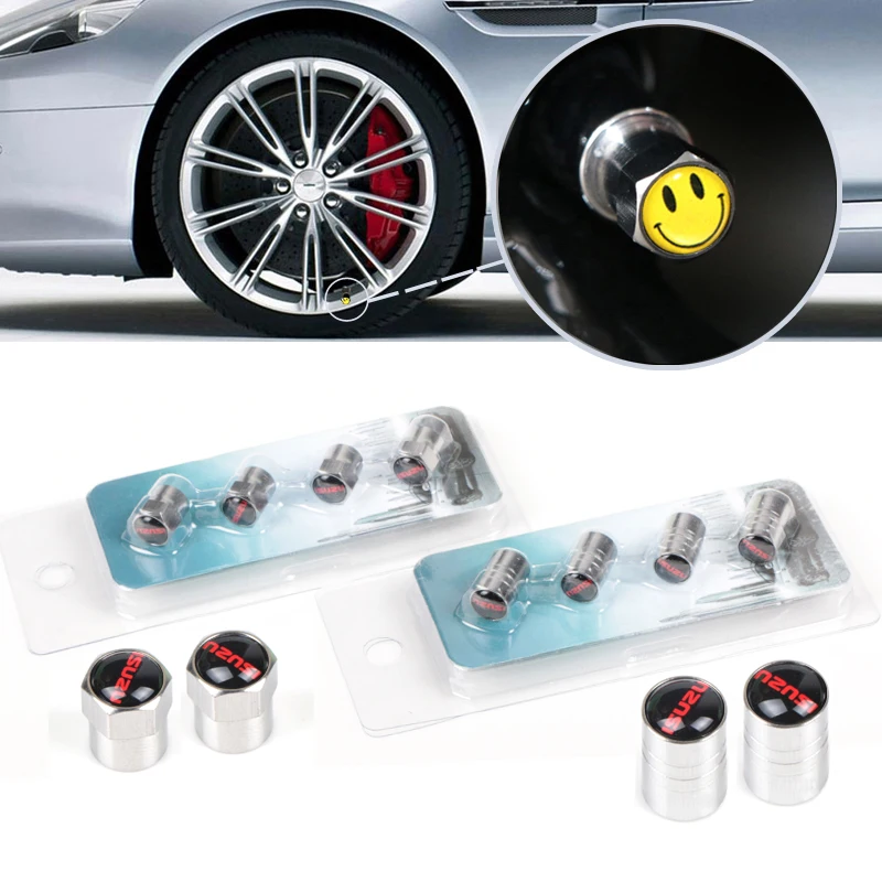 

Silver 4PCS Style For ISUZU Car styling Wheel Tire Valve Cap Tyre Dust Cap