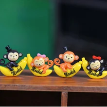 ZOCDOU 2 шт. мультяшная Спящая обезьяна банан Луна Модель Статуэтка автомобиля статуэтки ручной работы садовая фигурка орнамент DIY Миниатюрные