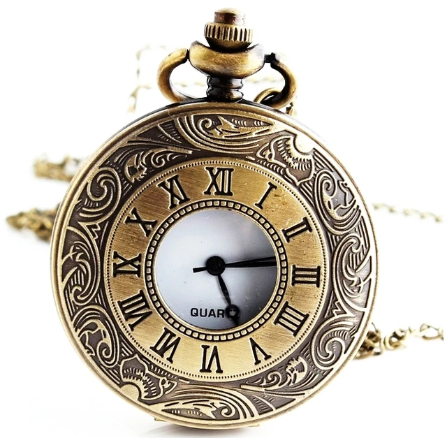 NEW Medium Size Bronze taschenuhr römische zahl uhr stil