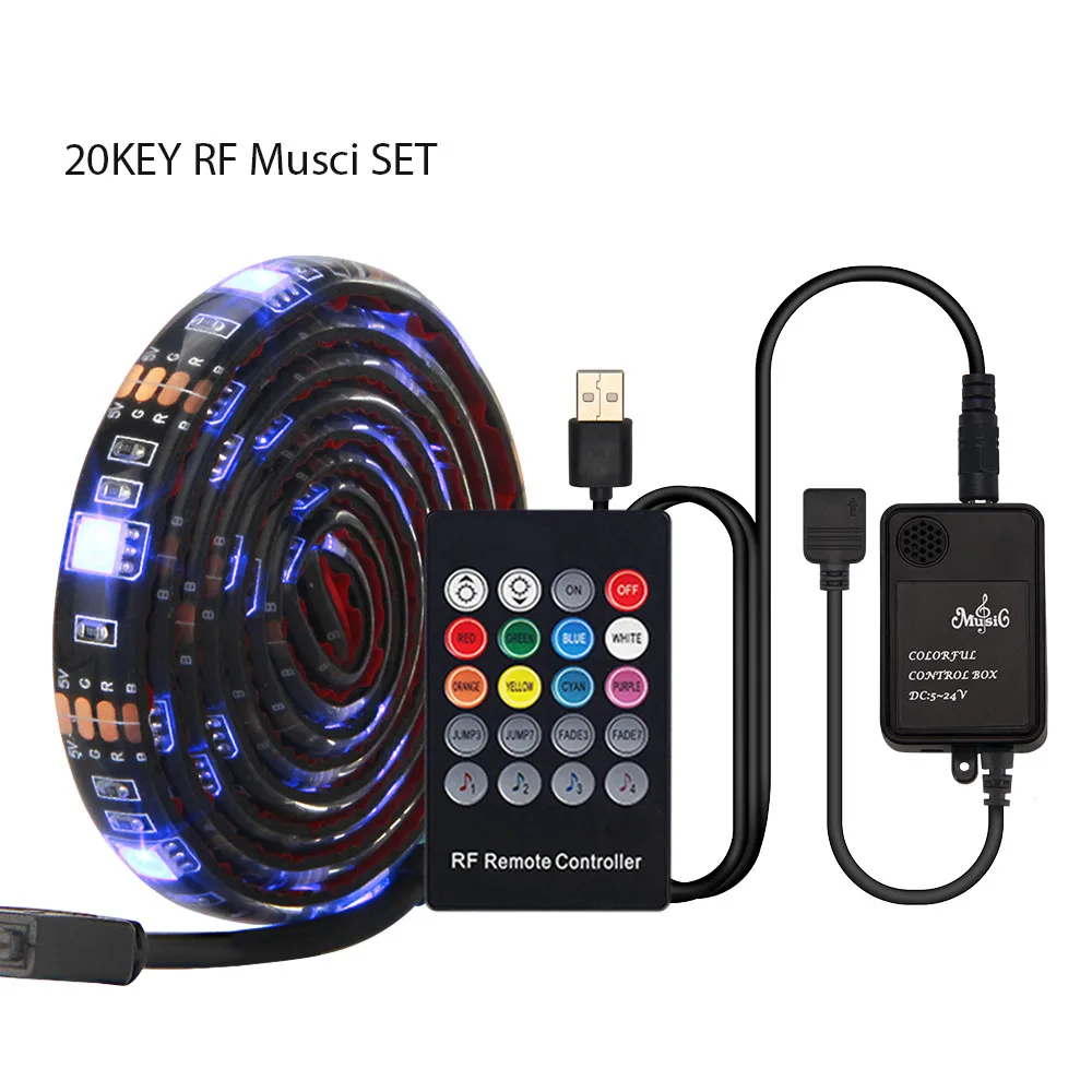 5 V USB Светодиодные ленты 5050 RGB ИК-пульт дистанционного управления с 24-мя клавишами/мини 3Key контроллер для ТВ фоновое освещение Светодиодная полоска свет IP20/IP65 из водонепроницаемого материала