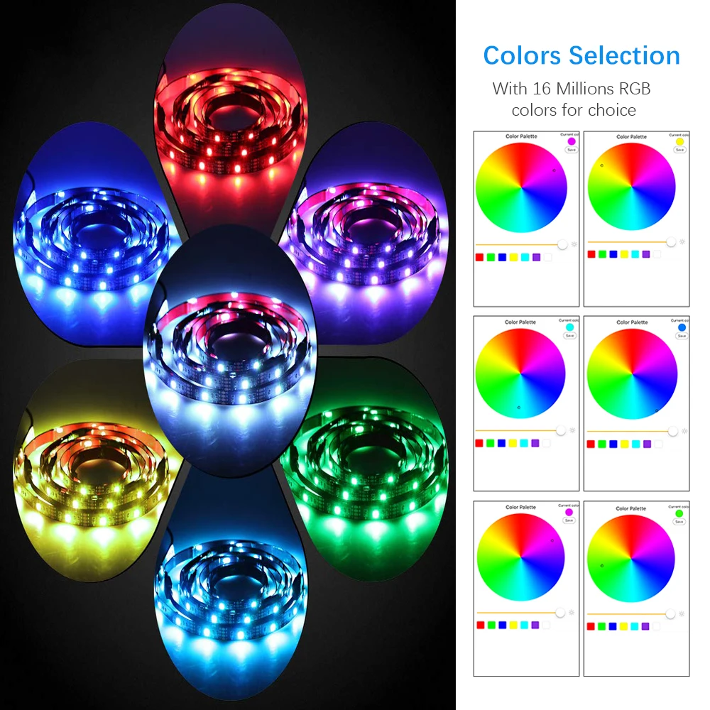USB Светодиодная лента wifi 5050 RGB цветная DC5V Водонепроницаемая Совместимость с Alexa