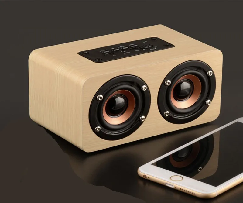 Bluetooth Wood Speaker Mini Portable Wooden Speaker 10W Dual Loudspeakers HIFI Speaker Wireless Computer Speaker for Your Phone