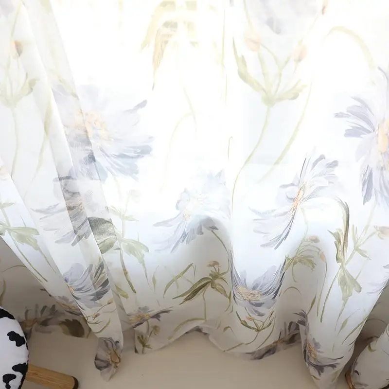 Медленная душа Хризантема аромат хлопок и лен занавески декоративные занавески для французского окна тюль для спальни гостиной - Цвет: tulle