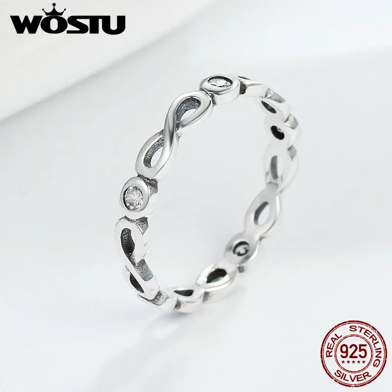 

WOSTU Fashion New 925 Sterling Silver Infinite Blessings Endless Love Finger Rings for Women Sterling Silver Jewelry FIR181