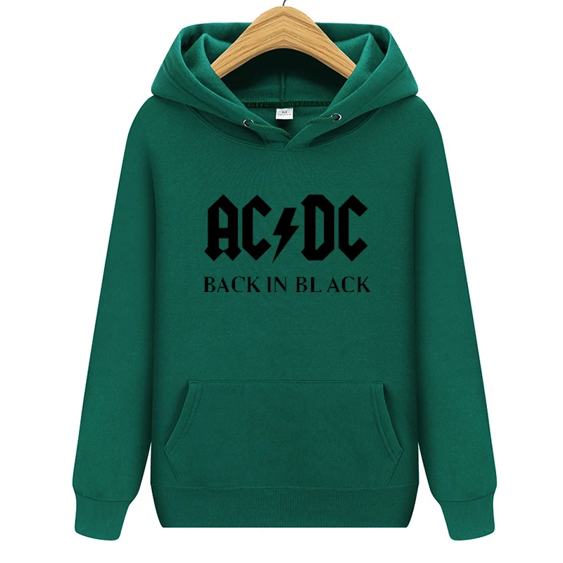 Мужская толстовка с капюшоном в стиле хип-хоп рок-группы ACDC, мужская повседневная уличная куртка, толстовки с капюшоном, мужская и женская брендовая одежда - Цвет: Зеленый