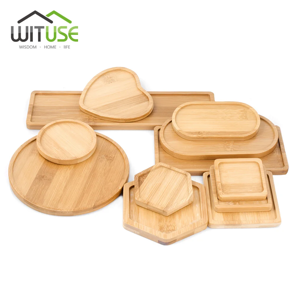 

WITUSE Promotion! 2PCS Pot Trays Simplism Chinese Bamboo Crafts Fern Succulent Bonsai Planter Flower Pot Box Tray