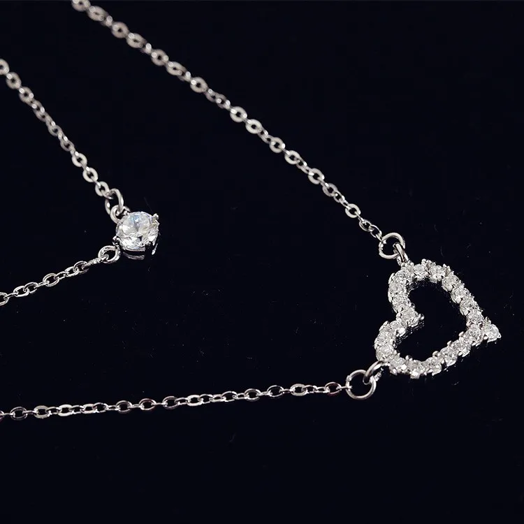 925 пробы Серебряное циркониевое ожерелье в форме сердца и подвески из чистого серебра, цепочка, ожерелье, ювелирное изделие, ошейник