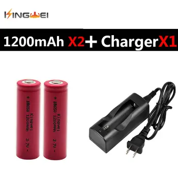 

2x Kingwei 1200MAH Li-ion Battery Rechargeable 18650 3.7V Battery + 1x 803C Charger EU/US Plug for 18650