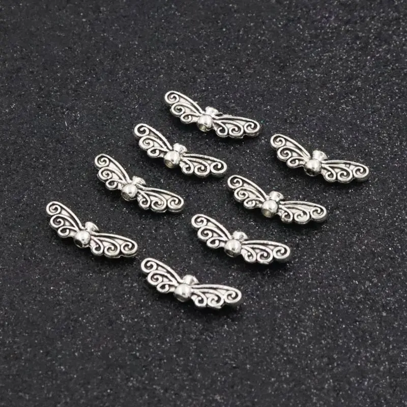 50Pcs Width 21MM Hole 1.8mm Butterfly SilverColor Gold Metal Beads For Jewelry Finding Handmade DIY Accessories | Украшения и