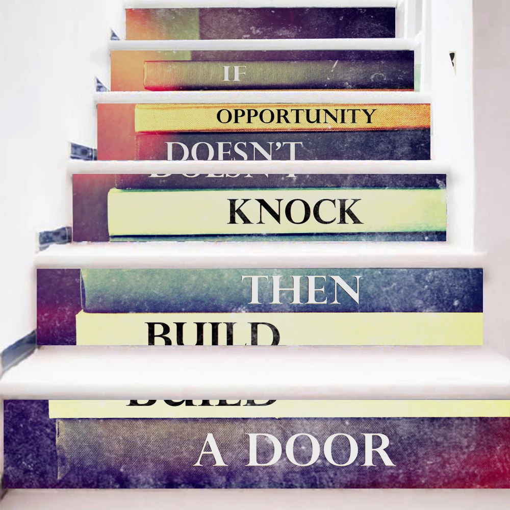 6 Pieces Set Creative DIY 3D Stairway Stickers Quotes Universe