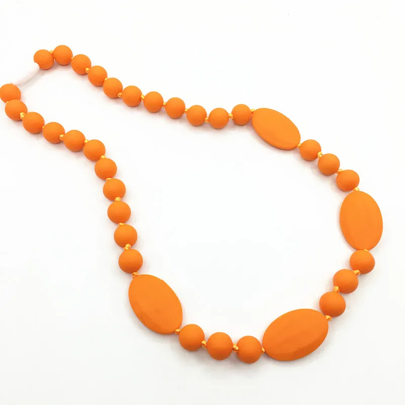 Детский силиконовый Прорезыватель для зубов, ожерелье для малышей, Мягкий прорезыватель для зубов, зубные бусины для младенцев - Цвет: orange