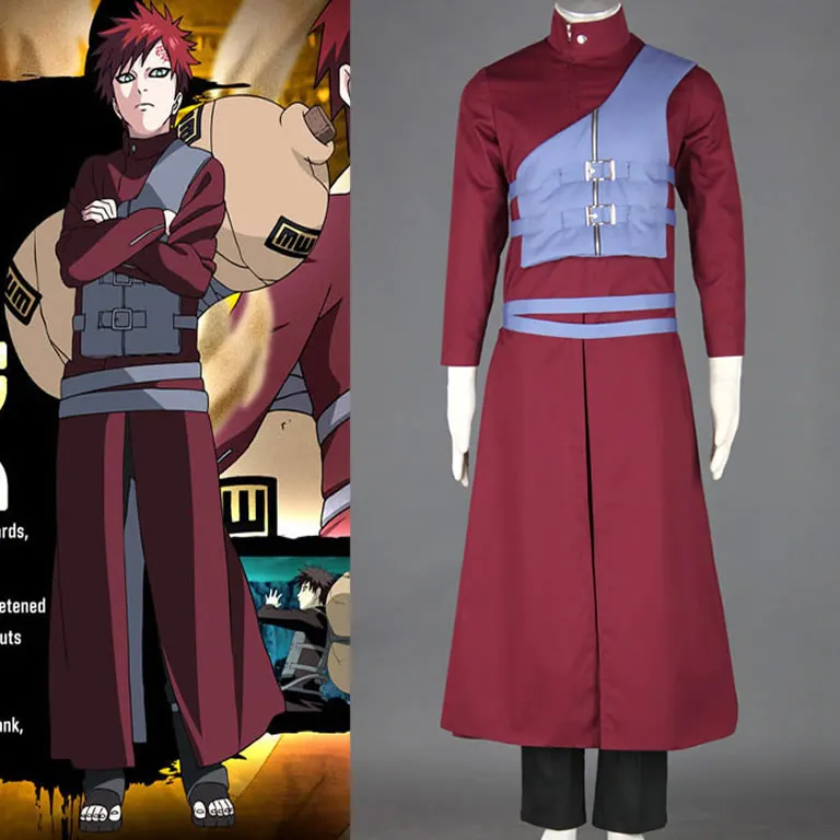 

Men's Naruto Sabaku No Gaara Cosplay Costume Purple Vest Shippuden Anime Version Include Long Coat+Pants+Vest+Purple Belt