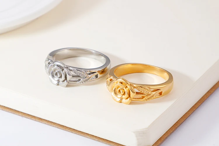 KALEN золотые/Серебряные кольца из нержавеющей стали с розой для женщин, размер 6-9, богемные Романтические кольца на палец в виде цветка, Женские Ювелирные изделия, подарки