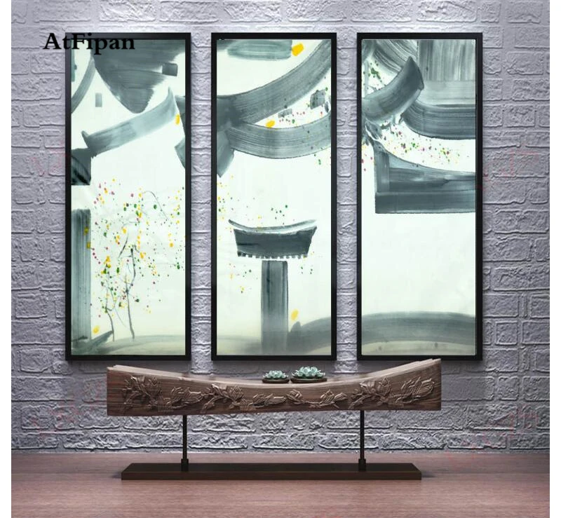 

AtFipan 3 Panel Unframed Modern Landscape Chinese Building Handmade Canvas Art Oil Painting Abstract Wall Pictures For Home