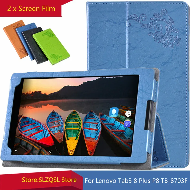 For Lenovo Tab3 8 Plus Case Print PU Leather Case Stand Cover for Lenovo Tab3 8 Plus P8 TB 8703F