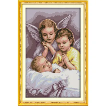 

Angel's Girl Prayer 11CT Printed On Canvas Counted Cross Stitch Patterns Kits Chinese Cross Stitch Needlework Kits Home Decor