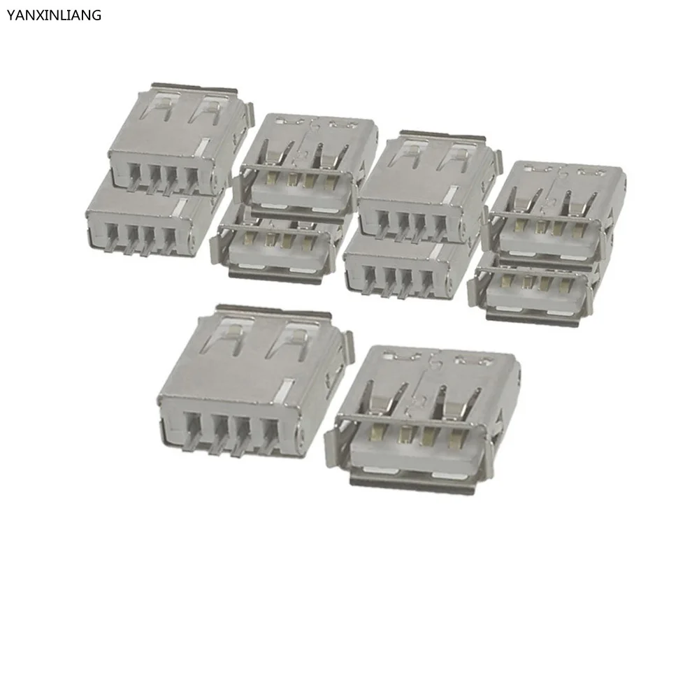 

10 Pcs Straight Solder Type USB A Female Plug Jack Connector