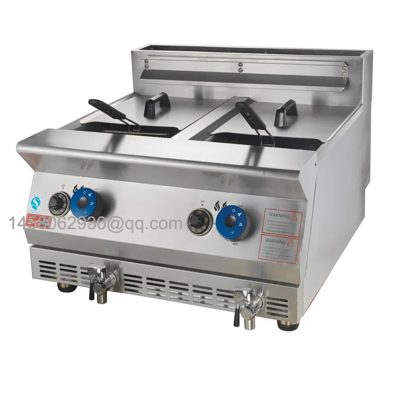 Stainless Steel Two Tanks Lpg Fryer/two Basket Gas Deep Fryer/Commercial Gas Deep Fat Fryer