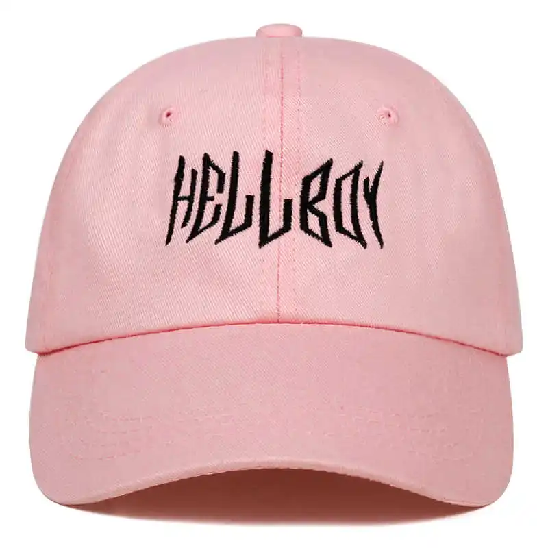 Новинка, бейсбольная Кепка с вышивкой HELLBOY для мужчин и женщин, летняя Регулируемая хлопковая кепка, модная хип-хоп бейсболка, кепки для пар - Цвет: Розовый