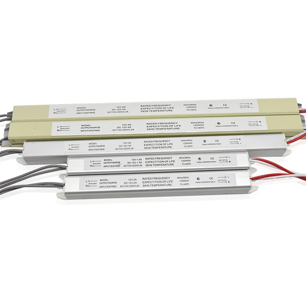 

AC110-220V to DC12V Ultra thin LED Driver Lighting Transformer Aluminum Case 18W 24W 36W 48W 60W