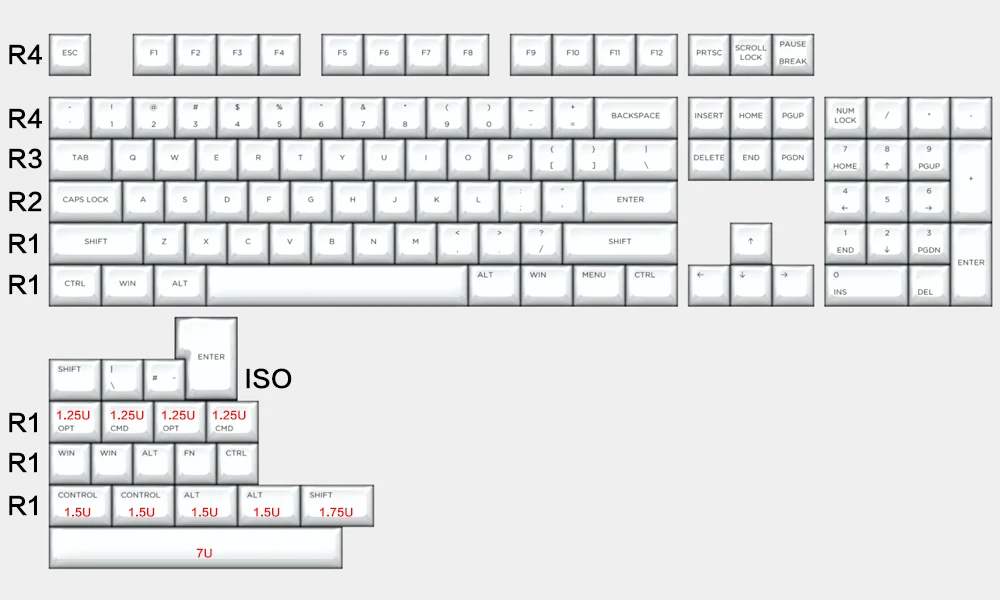 Rainbow keycap123 keys pbt oem mx mechanical keyboard keycaps dye MAC key included iso keys