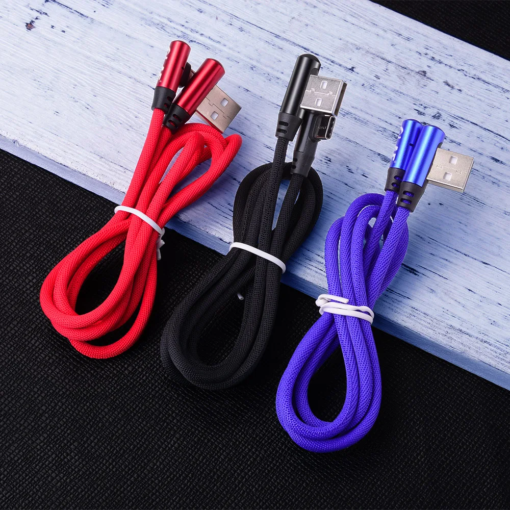 أولاف USB نوع C كابل 90 درجة 3A سريع شحن بيانات نوع-C لسامسونج S9 S10 زائد Xiaomi mi8 mi9 الهاتف المحمول USB C كابل