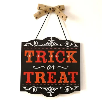 

Wooden Halloween Decor Trick Or Treat Hanging Board Hanging Door Wall Signs Halloween Party Decor Board For Home School Bar Cafe
