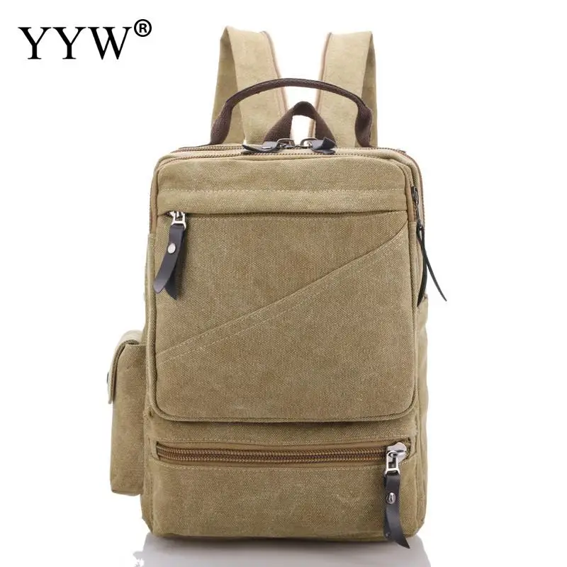 

YYW 2018 Canvas Load Reduction Backpack Casual Style Hardwearing Large Capacity Waterproof Bookbags Men Laptop Backpack Khaki