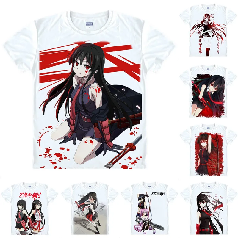 Coolprint аниме рубашка Akame ga футболки KILL многостильная с коротким рукавом ночной