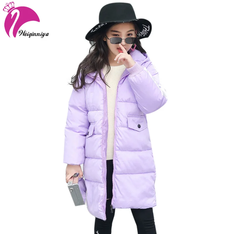 

weiqinniya Girls Down Parkas Jackets Winter Down Jacket For Girl Fashion Children Windbreaker Parka Hooded Jackets For Girls Hot
