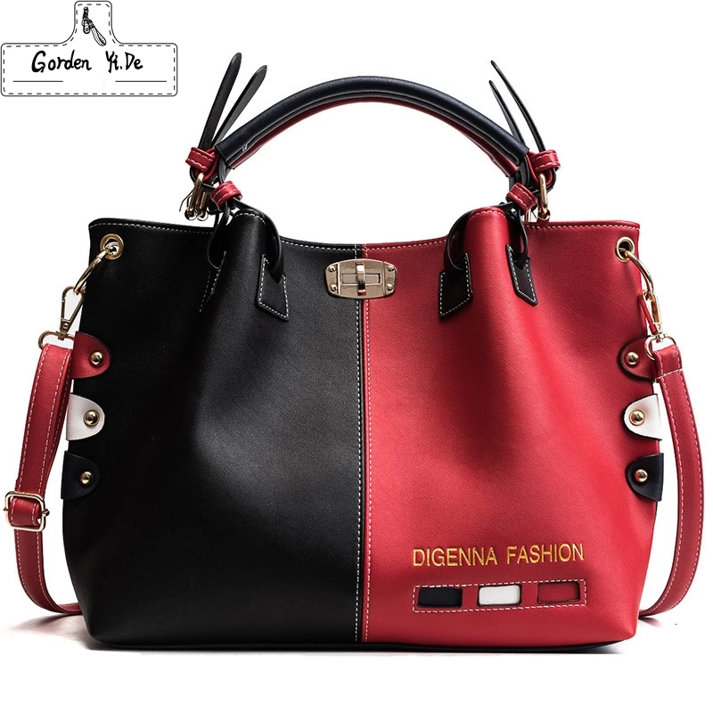 

Lock Shoulder Bags For Women 2019 Luxury Handbags Women Bags Designer Womens Panelled Message Bag Female Leather Crossbody Bag