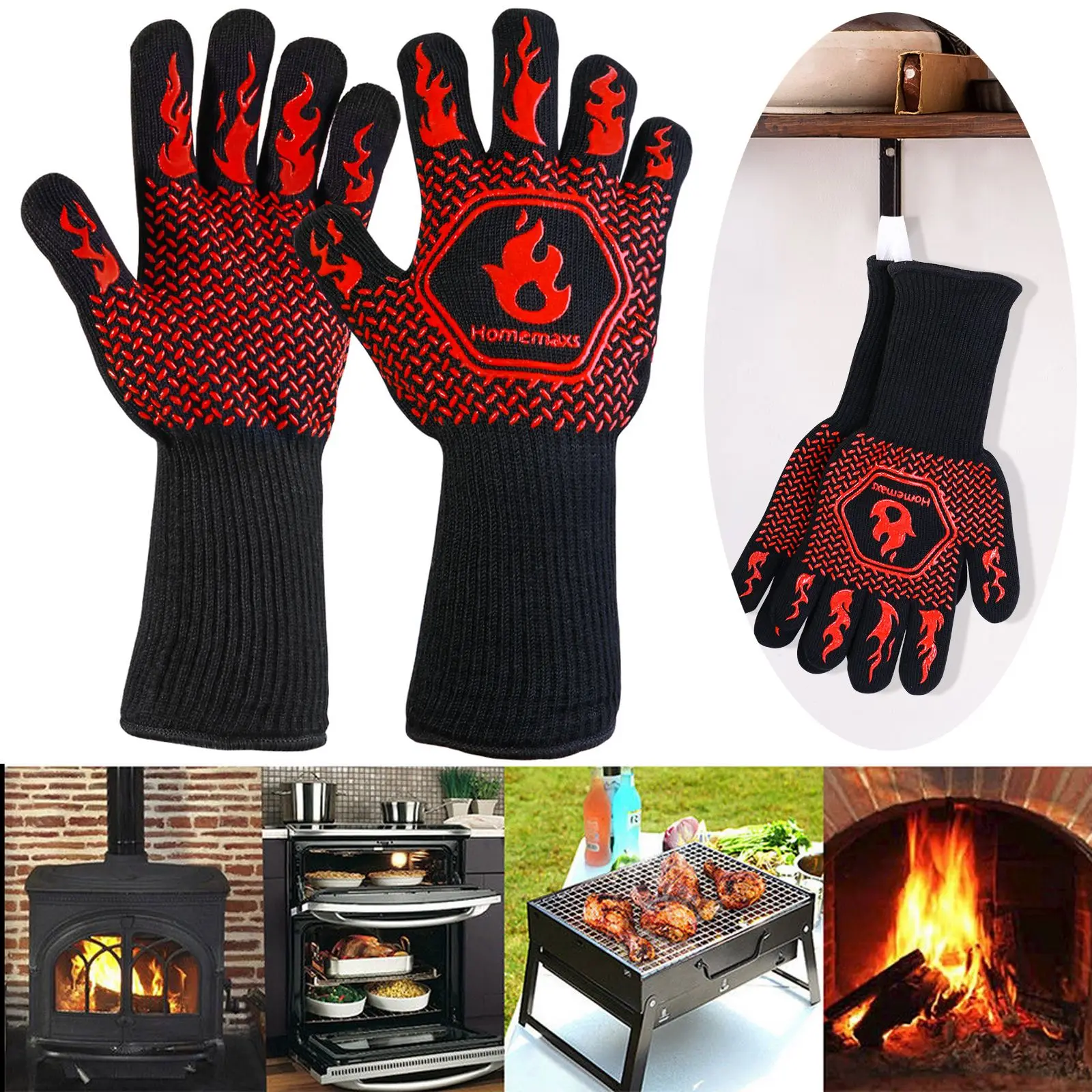 

1 Pair Of Oven Mitt Heat Resistant Cotton Silicone Gloves Non-Slip BBQ Gloves For Microwave Oven Kitchen Toaster Accessories