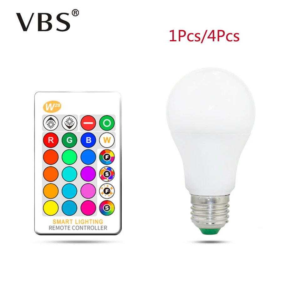 

1Pcs/4Pcs Led Rgb Bulb Lamp E27 5W 10W 15W Ac85-265V Spot Light Dimmable Magic Holiday Rgb Lighting+Ir Remote Control 16 Colors
