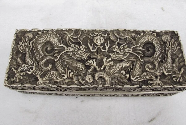  USPS aux USA S3179 2 Chinois Palais Royal Blanc Cuivre Argent Deux Dragon Jouer Perle Boîte à Bijou