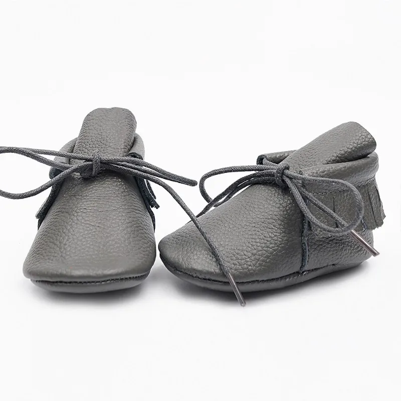 Натуральная кожа Подошва Детские Мокасины детская обувь для первых шагов новорожденных, обувь для детей - Цвет: dark grey