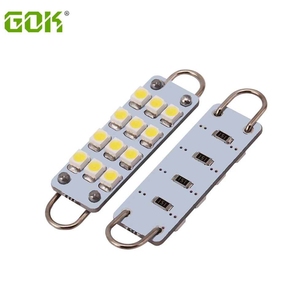 Лидер продаж 2 шт./лот гирлянда led 44 мм 3528 1210 smd c5w 12 светодиодных купольных ламп