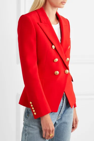 High quality design red color double-breasted blazer coat Fashion woman's suit jackets slim short coats S-XXL size