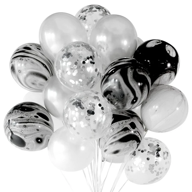 1" 20 шт мраморный воздушный шар" Конфетти "Букет прозрачные латексные воздушные шары для дня рождения или свадьбы декоративная фотобудка - Цвет: Black set