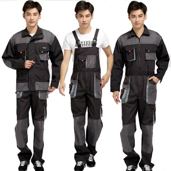 

Strap Jumpsuits Pants Working Uniforms Bib Overalls Men Work Long Sleeves Rompers Safety Repairman Plus Size Sleeveless Cover