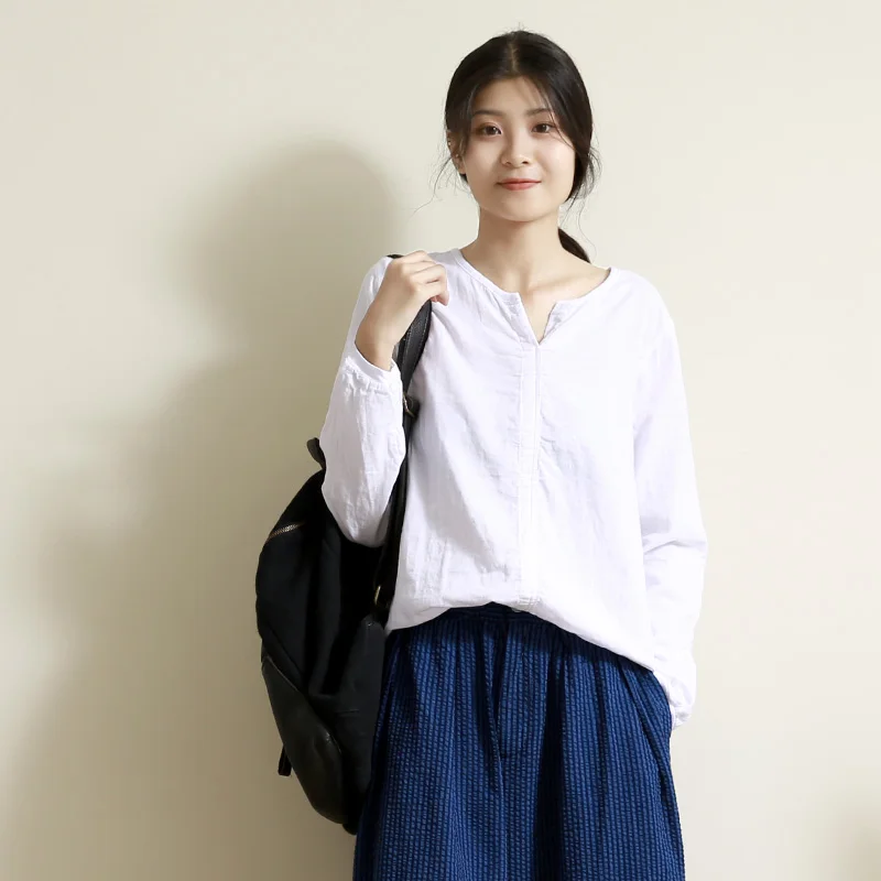 

Spring Autumn Women Loose Long Sleeve Casual All-match Soft Cotton T-shirts