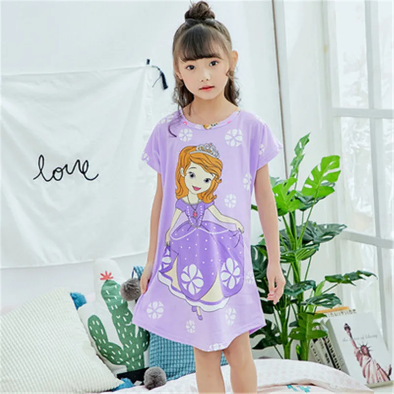 Ночные рубашки принцессы с Микки Маусом для девочек; милые пижамы с короткими рукавами; детская мультяшная Ночная сорочка; одежда для детей; ночная рубашка; пижамы для девочек