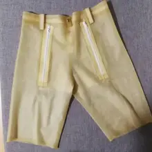 Прозрачный Латекс Короткие штаны с Codpiece молнии латексные мужские брюки M/L размер