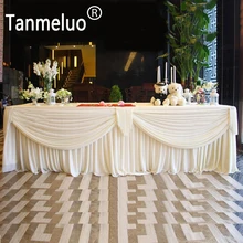 0,8x3 м свадебный стол юбка белый лед Шелковый стол плинтус для baby shower вечерние свадебные украшения домашний текстиль