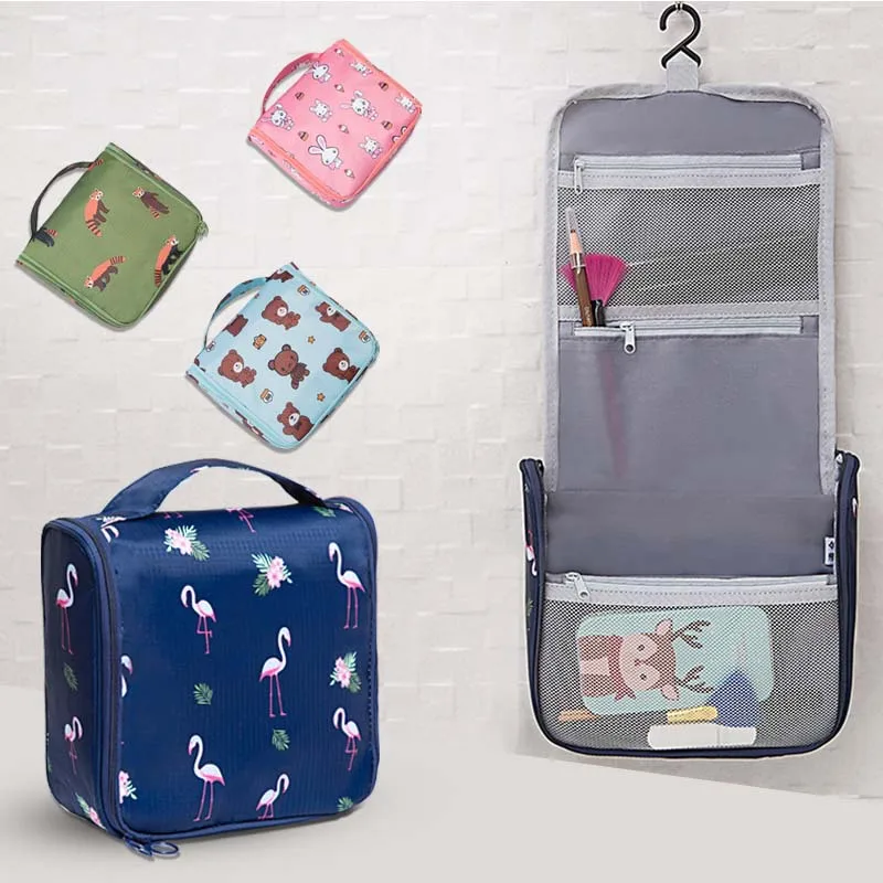 

New Hanging Korean Cute Cartoon Flamingo Cosmetic Bag Women Portable Outdoor Sport Wash Bag Travel Hiking Swimming Bags