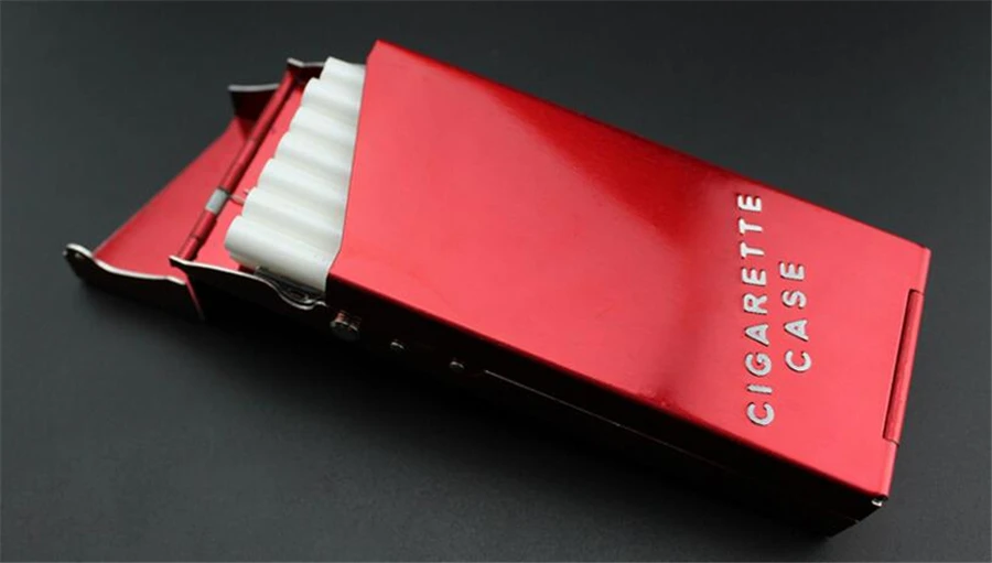 

Lengthened Lady Women Slim Aluminum Cigarette Case Metal Holder Box for 100's King Size Hold 20 Cigarette Automatic bomb cover